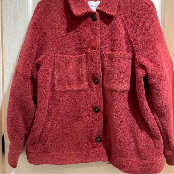 Anthropologie Houndstooth shirt Jacket Coat shacket new Nwt Greylin rust red - Picture 7 of 10